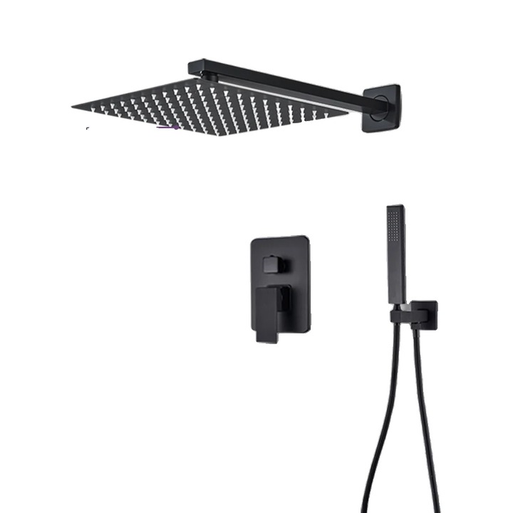 Robinet de dus, 12 inch, ceramica durabila, negru