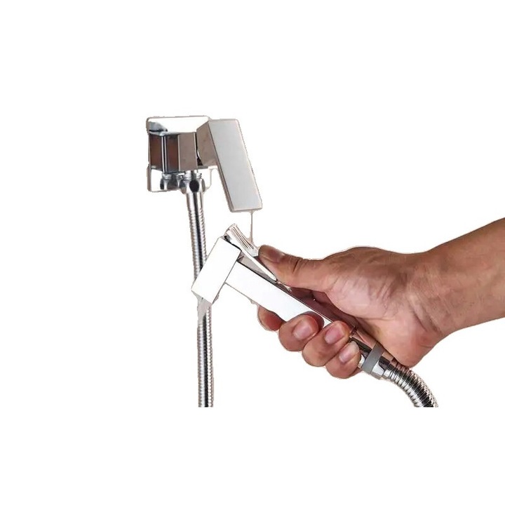 Falra szerelhető bidé csaptelep, vízszintes zuhany típusú, krómozott kivitel, 2 beépítési furat