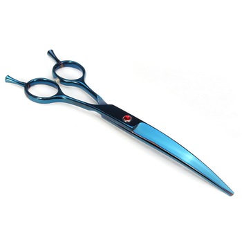 Foarfeca Profesionla Tuns Curbata Cosmetica Animale - Caini, Pisici - 18cm Blue Foarfeca Profesionla Tuns Curbata Cosmetica Animale - Caini, Pisici - 18cm Blue
