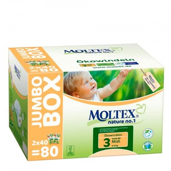 Scutece ECO pentru bebelusi (4-9kg), Moltex, pachet Jumbo 80 buc Scutece ECO pentru bebelusi (4-9kg), Moltex, pachet Jumbo 80 buc