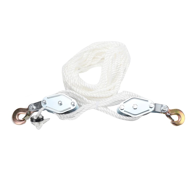 Scripete pentru ridicat, 900 kg capacitate, 20 m, sfoara nylon, constructie otel A3