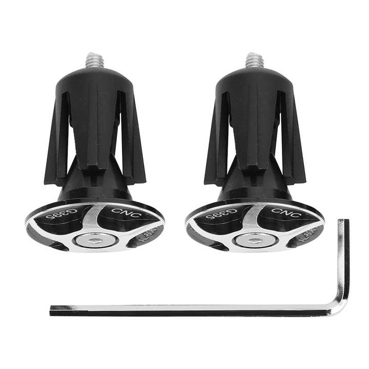 Set 2 dopuri de capat pentru ghidon, Enforose, aliaj de aluminiu, negru, 27.8mm