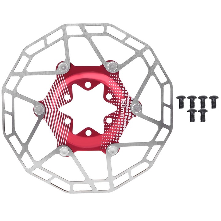 Rotor de frana cu disc flotant 160 mm, Enforose, accesoriu rosu pentru bicicleta de sosea si bicicleta de munte