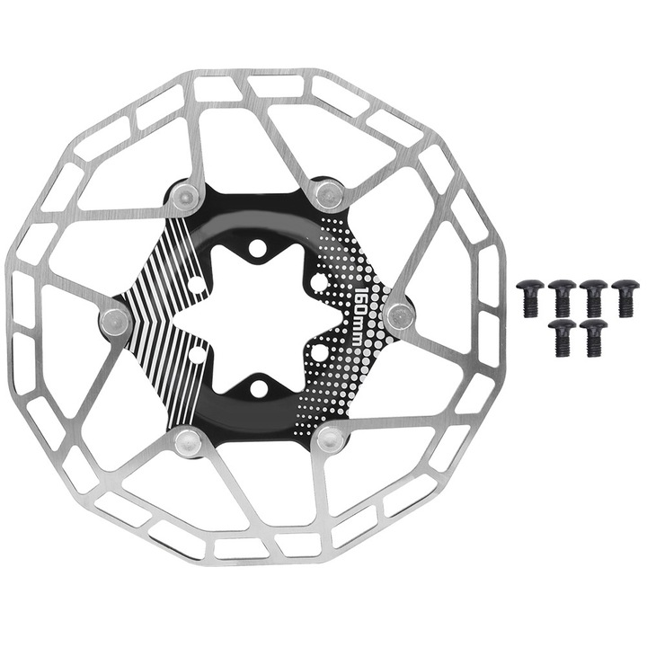 Rotor de frana cu disc flotant 160 mm, Enforose, pentru bicicleta de sosea si munte negru