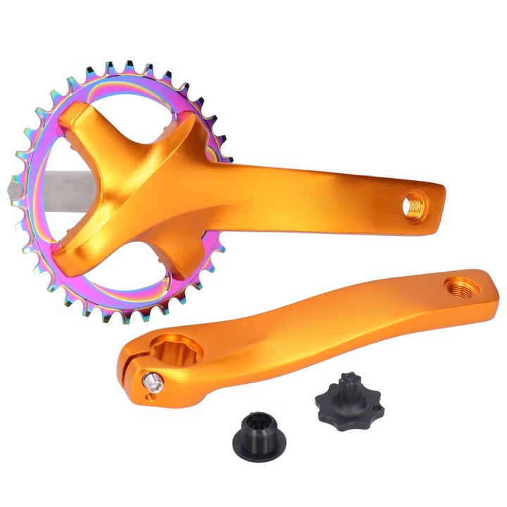 Angrenaj bicicleta, Enforose, Aluminiu, 34T, 170 mm, Portocaliu