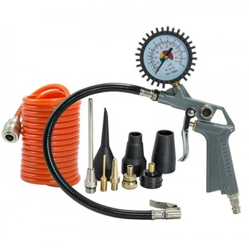 Set de aer comprimat PANSAM,pistol cu manometru,furtun 3 m + 8 accesorii Set de aer comprimat PANSAM,pistol cu manometru,furtun 3 m + 8 accesorii