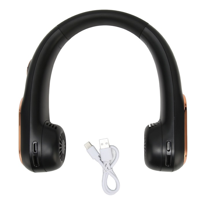 Jormftte hordozható nyakventilátor, digitális LED kijelzővel, 4 sebességes, lapát nélküli, 4000mAh akkumulátor, fekete