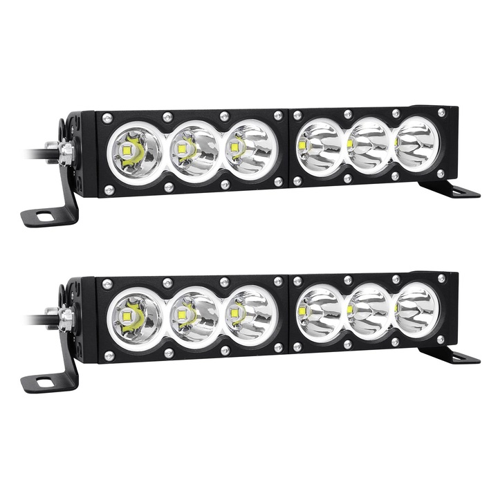 Bara de lumina LED, 60W, 2x12in, alb, IP68, constructie din aluminiu