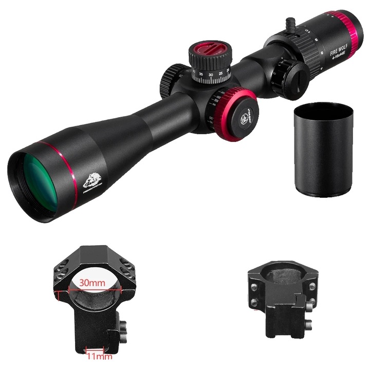 Luneta tactica pentru pusca, 4-16x44E, montare 11mm, cu suport, parasolar, butoane de ajustare