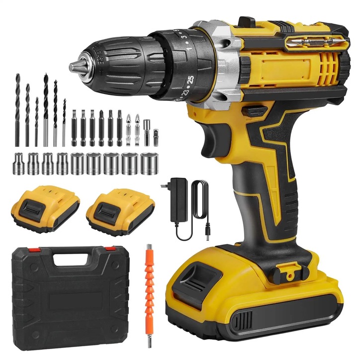 Masina de gaurit si insurubat fara fir, 18V, 400W, 2 acumulatori