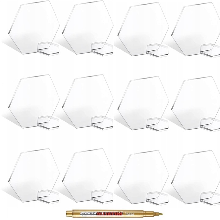 Комплект от 25 табели, акрил, прозрачни
