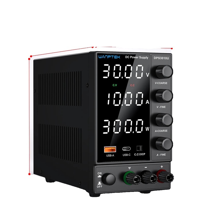 Surse de alimentare DC, 30V, 10A, USB-A + USB-C, 190x90x145mm