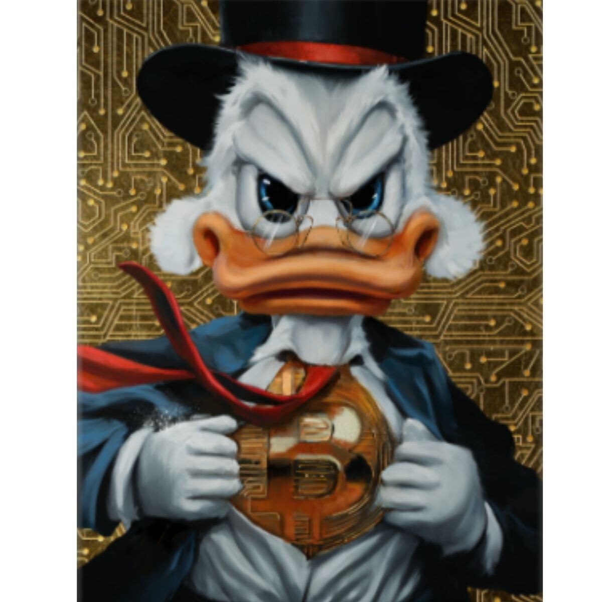 Bitcoin Crypto Donald Duck vászonfestmény, fa keret, élénk színek, 20 x 30  cm - eMAG.hu