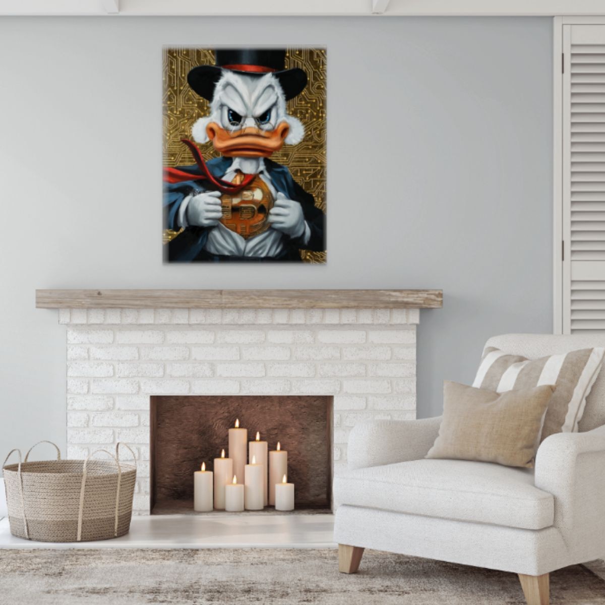 Bitcoin Crypto Donald Duck vászonfestmény, fa keret, élénk színek, 20 x 30  cm - eMAG.hu