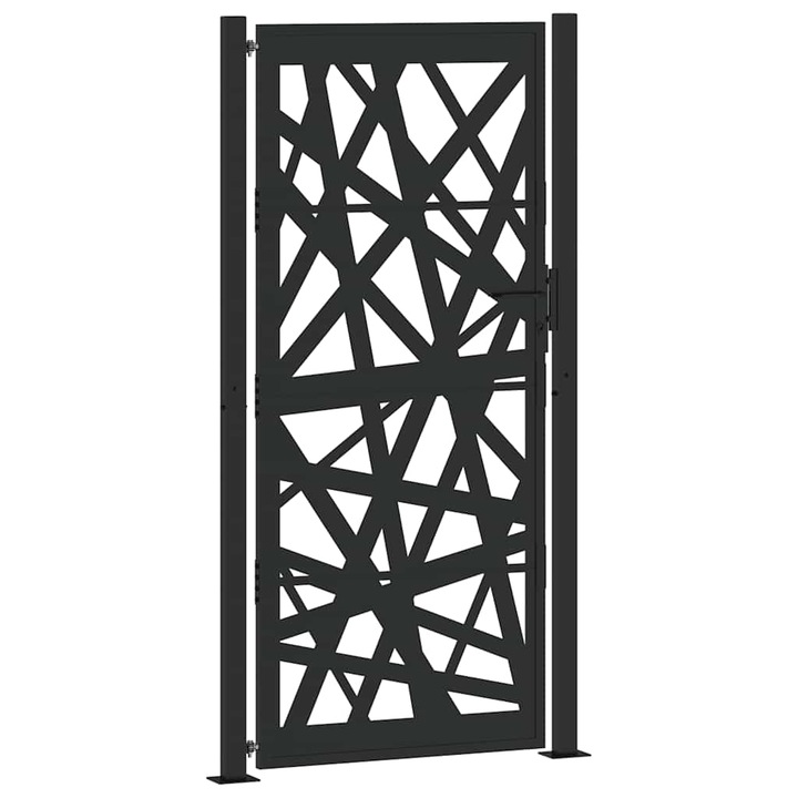 Poarta de gradina vidaXL, neagra, 105x205 cm Design cu lumina din otel 25.4 kg 4100953