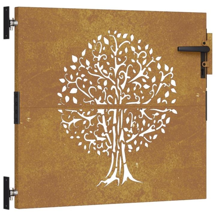 Poarta pentru gradina vidaXL, 85x100 cm, otel corten, model copac 10.8 kg 153209