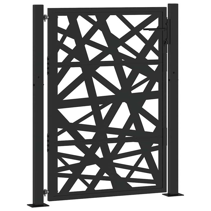 Poarta de gradina vidaXL, neagra, 105x130 cm Design cu lumina din otel 19.5 kg 4100950