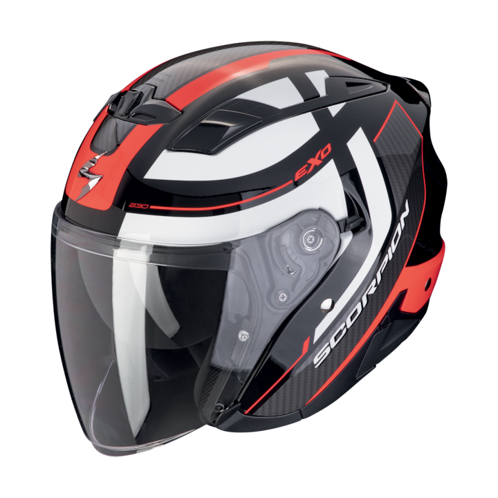 SCORPION EXO-230 Pul open face/джет каска черно-червена, включва слънчеви очила, размер L