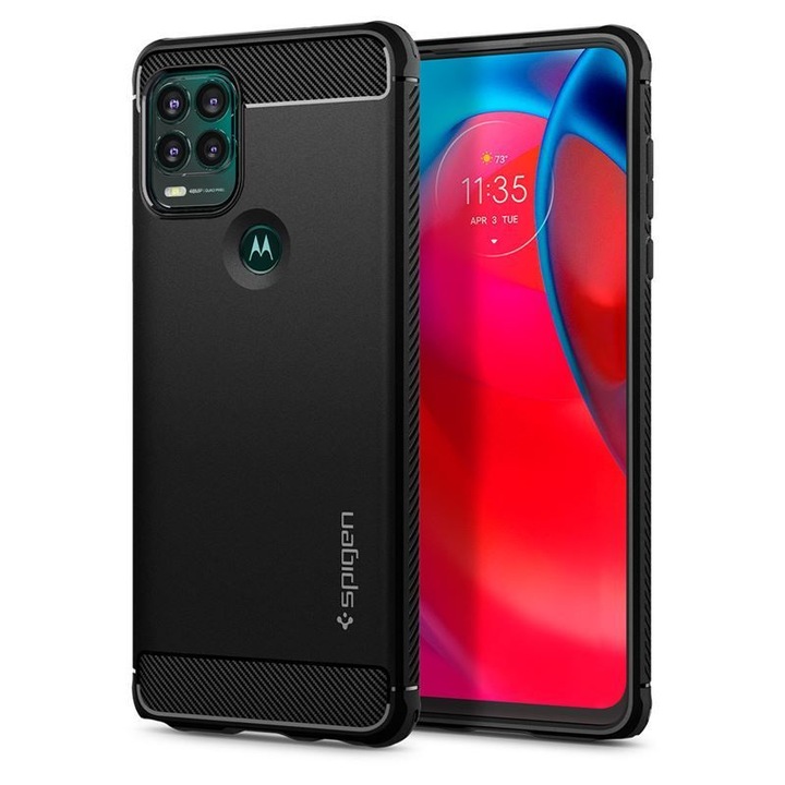 Husa telefon Spigen Rugged Armor, pentru Motorola Moto G Stylus 5G, negru, plastic, protectie sporita