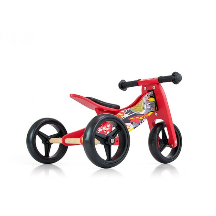 Bicicleta din lemn transformabila Jake Red Cars