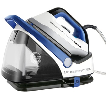 Stație de calcat Taurus Sensity Non Stop, 2200W, talpa ceramica, termostat, calcare verticala, 5 bar, autocuratare, 2 l, 120 gr/min, Filtru anti-calcar, Alb/Albastru Stație de calcat Taurus Sensity Non Stop, 2200W, talpa ceramica, termostat, calcare verticala, 5 bar, autocuratare, 2 l, 120 gr/min, Filtru anti-calcar, Alb/Albastru