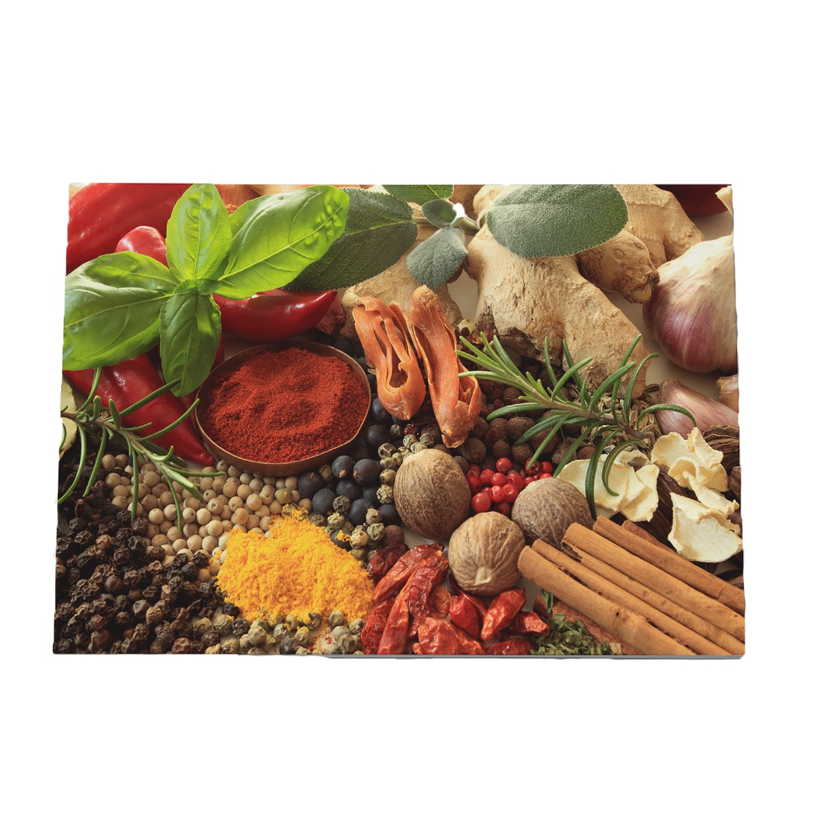 Tablou canvas, produs DekoStore, pentru bucatarie, inramat pe cadru de lemn, print HD, Nuci printre condimente, 40x60 cm