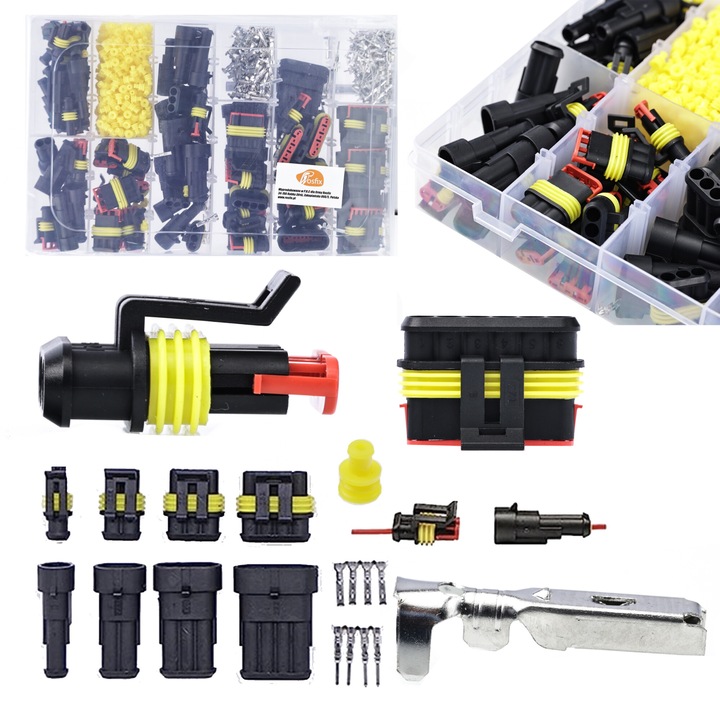 Set de conectori electrici hermetici, 1004 elemente, Rosfix, rezistenta la apa, cu organizator