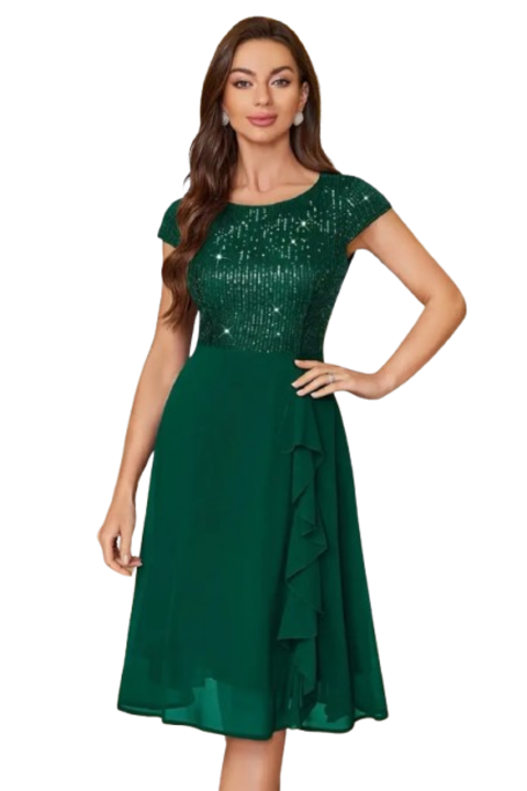 Rochie de ocazie VOGUET cu paiete verde smarald M