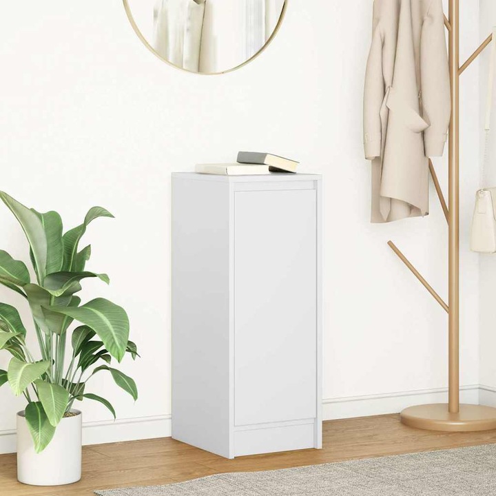 Bufet Gossi, alb, lemn prelucrat, 29, 5x34x76 cm, 1 ușă, 1 raft