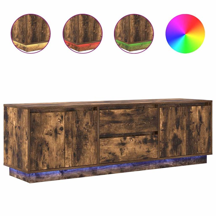 vidaXL füstös tölgyszínű TV-szekrény LED-világítással 160,5x41x50 cm 18.05 kg