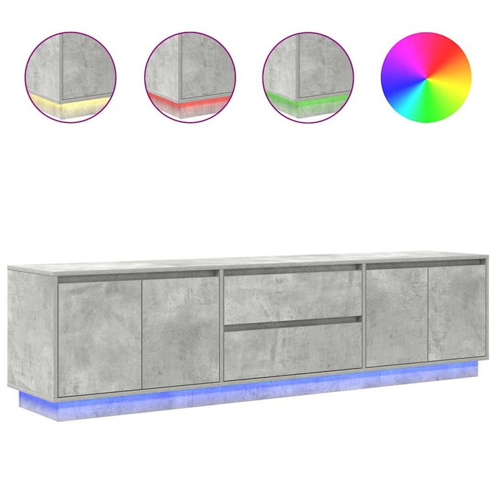 vidaXL betonszürke TV-szekrény LED lámpákkal 193,5x41x50 cm 21.55 kg