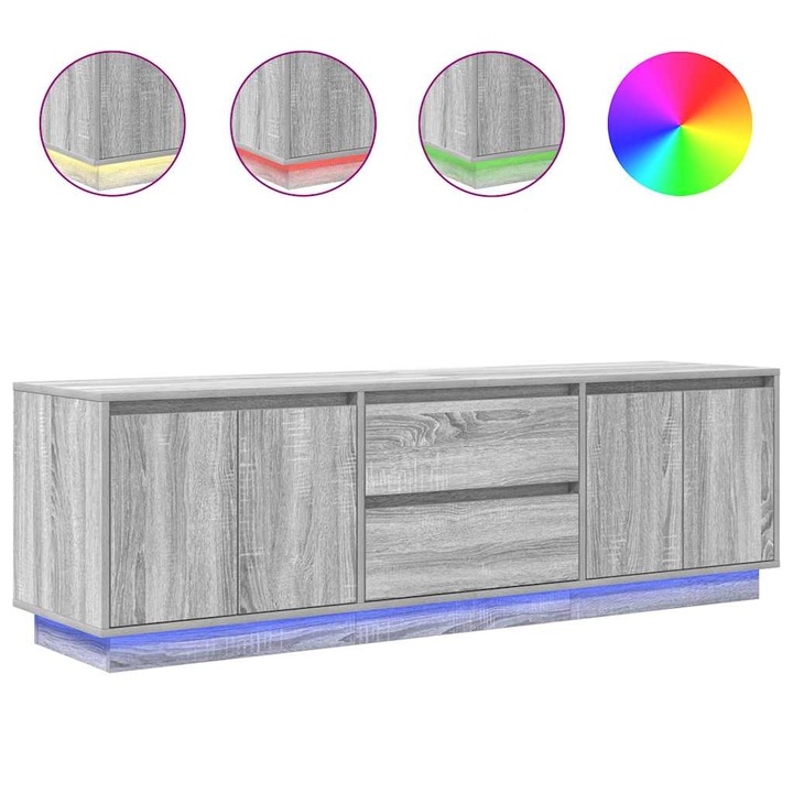 vidaXL szürke sonoma színű TV-szekrény LED-lámpákkal 160,5x41x50 cm 18.1 kg