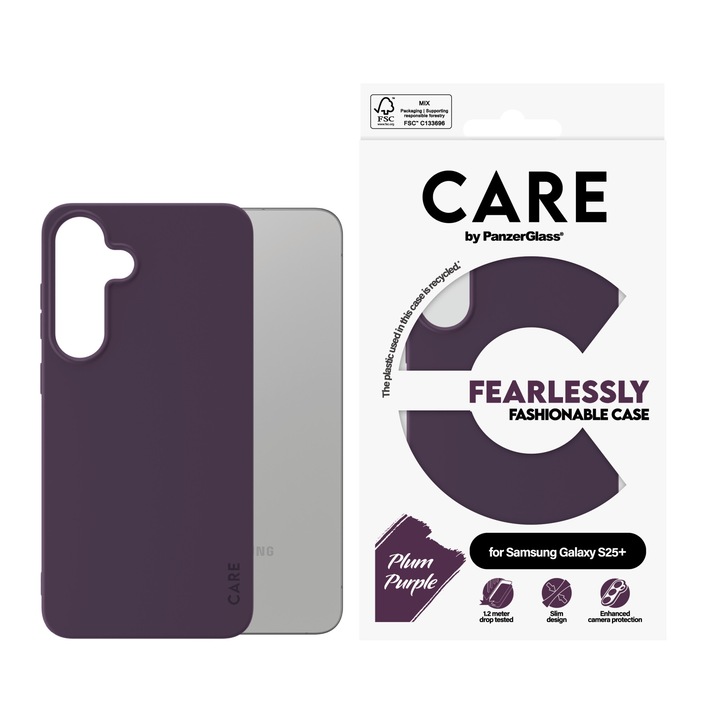 Калъф Care by PanzerGlass за Samsung Galaxy S25 Plus, Fashionable Case, Plum Purple, Лилав