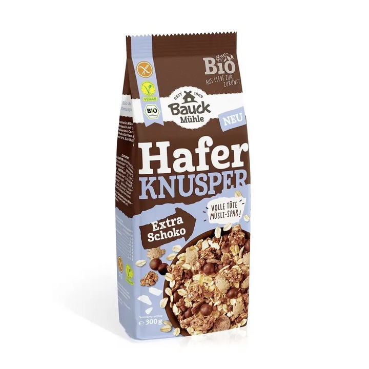 Musli Bio Crocant Vegan Fara Gluten din Ovaz Extra Choco Bauck Hof 300 g