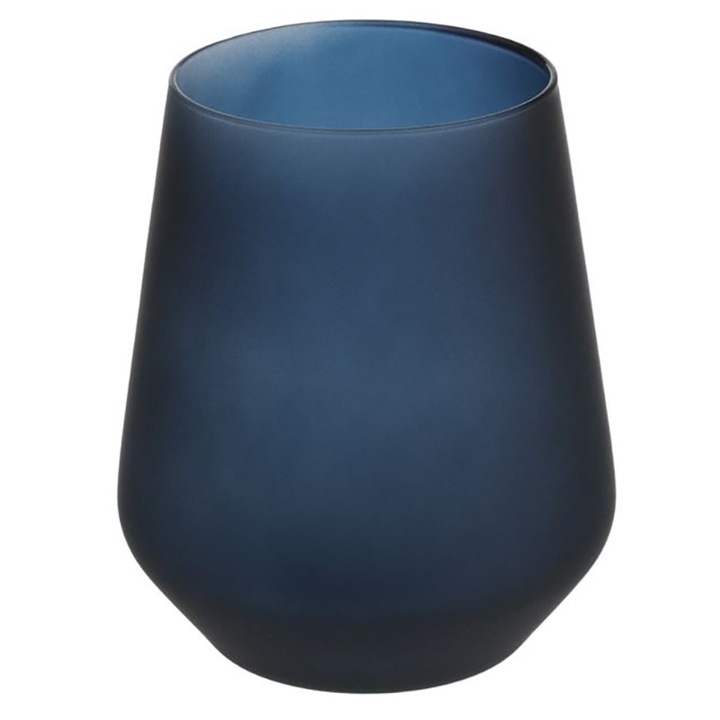 Ниска стъклена чаша, Sapphire, 435мл, 8.5 х 10.5 см, Матов, Син
