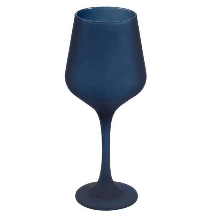 Стъклена чаша за вино, Sapphire, 410мл, 8.5 х 22 см, Матов, Син