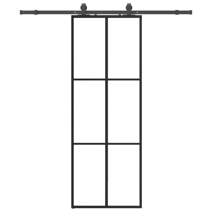 Плъзгаща се врата с обков vidaXL, Черна, 76x205 см, ESG стъкло, 25.13 Kg 3375784