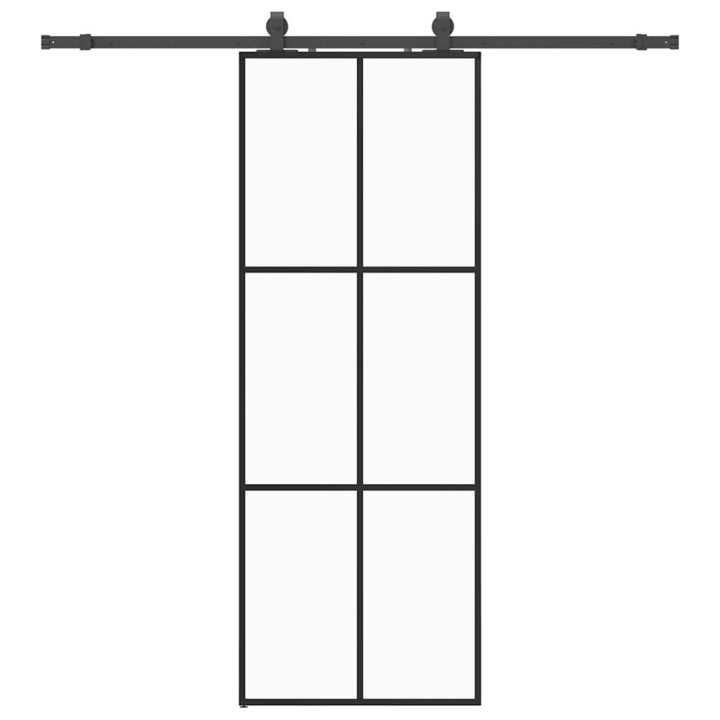 Плъзгаща се врата с обков vidaXL, Черна, 76x205 см, ESG стъкло, 26.4 Kg 3375844
