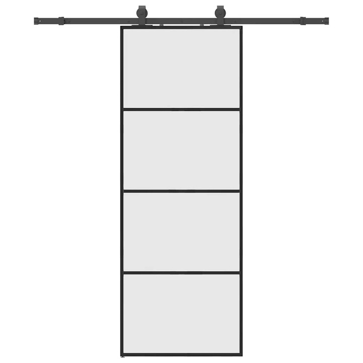Плъзгаща се врата с обков vidaXL, Черна, 76x205 см, ESG стъкло, 25.55 Kg 3375797