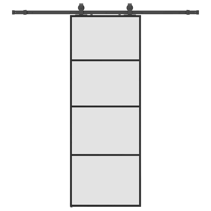 Плъзгаща се врата с обков vidaXL, Черна, 76x205 см, ESG стъкло, 26.82 Kg 3375857