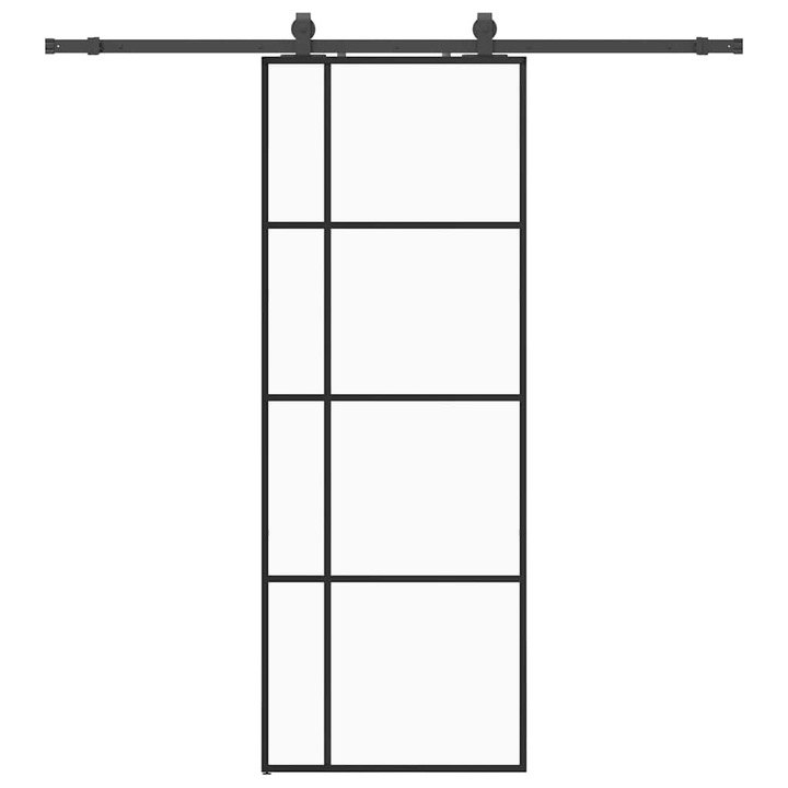 Usa glisanta cu set de feronerie vidaXL, neagra, 76x205 cm, Sticla ESG, 26.62 Kg 3375868