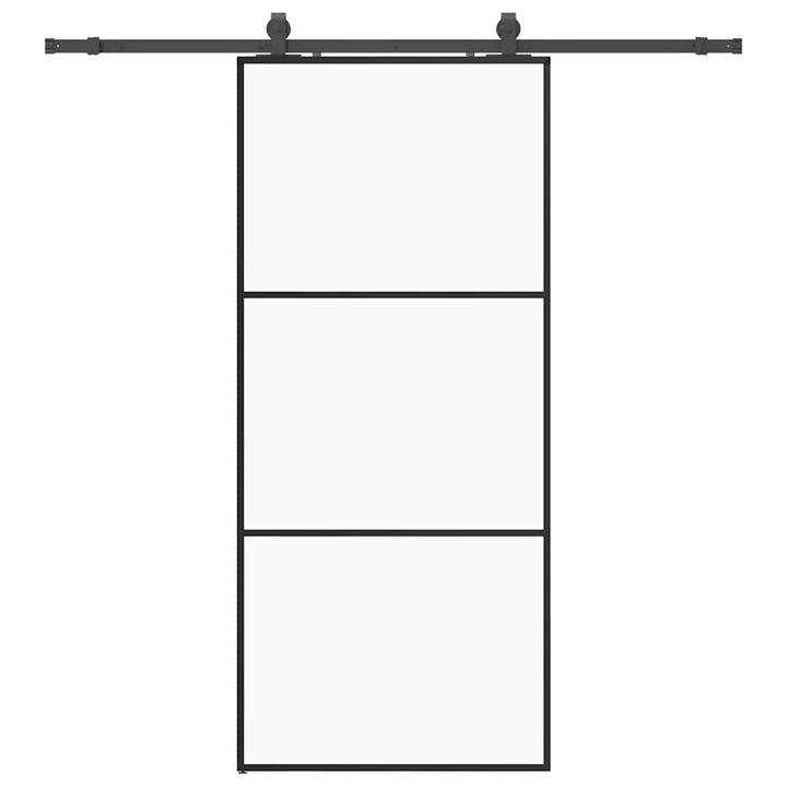 Usa glisanta cu set de feronerie vidaXL, neagra, 90x205 cm, Sticla ESG, 30.05 Kg 3375842