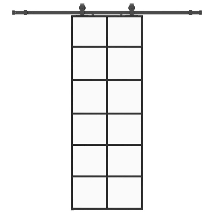 Usa glisanta cu set de feronerie vidaXL, neagra, 76x205 cm, Sticla ESG, 26.4 Kg 3375850