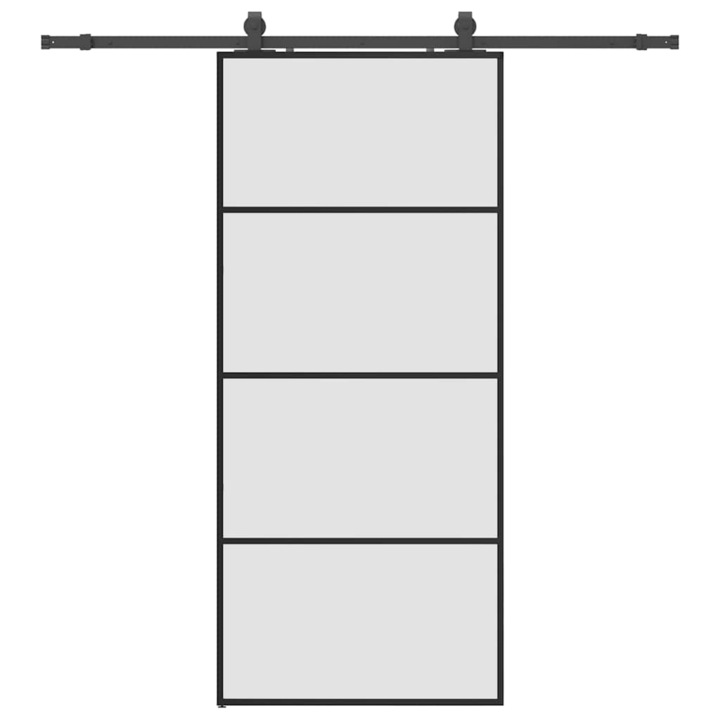 Плъзгаща се врата с обков vidaXL, Черна, 90x205 см, ESG стъкло, 30.54 Kg 3375859