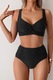 Costum de baie dama, SINBINTA, 2 piese, Push up, Curele reglabile, Burete detasabil, Talie inalta, Cu pliuri, Pentru vacante tropicale, vara, plaja si piscina, luna de miere, croaziera, Bumbac, Negru, Negru