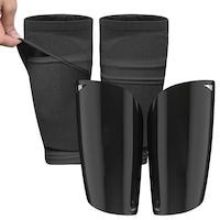 Set 2 aparatori pentru tibie cu maneci elastice, Hggzeg, Protectie Genunchiere, Respirabile, Confortabile, 8 orificii de aerisire, Carcasa solida, Reglabil, Pentru fotbal Trotineta, SkateBoard, PP/EVA, 12x13x21cm, M, Negru