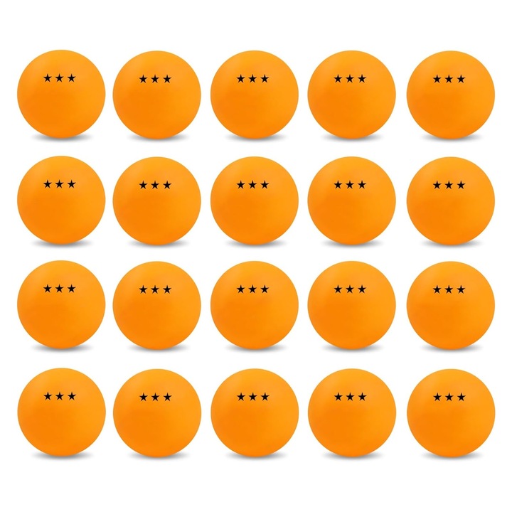 Set 20 ping pong, SINBINTA, 3 stele, Tren avansat 40+, Elasticitate si duritate excelente, Facand dificila spargerea sau uzura, Pentru exercitii, antrenamente, club de tenis de masa, amatori, jocuri, adulti si copii, ABS, Galben