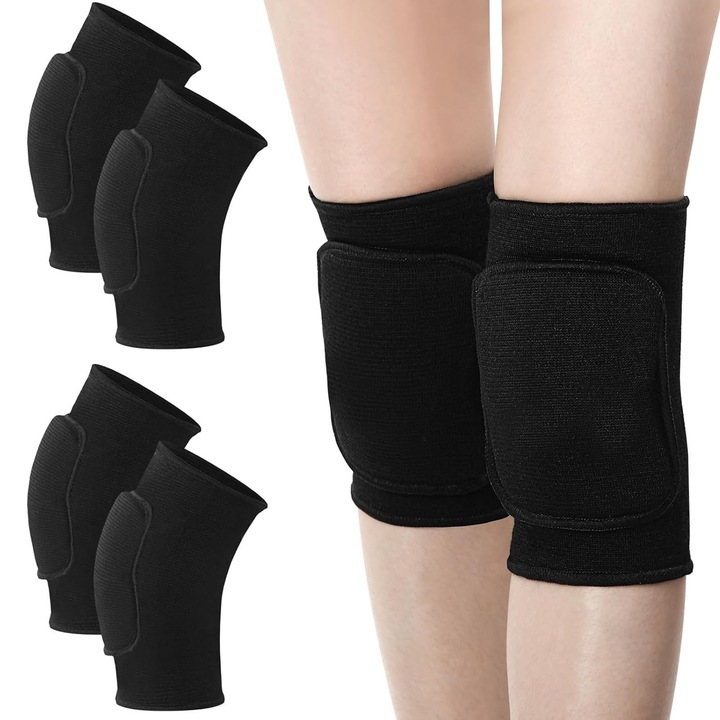 Комплект от 4 наколенки за деца SINBINTA, Еластични, Дишащи и удобни, Лесни за носене, Абсорбиращи потта, Неплъзгащи се, За танци, хандбал, волейбол, баскетбол, Полиестер /EVA, XS, Черни