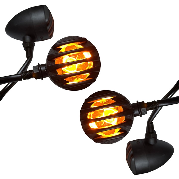 4 darabos LED-es motorkerékpár irányjelző készlet, SINBINTA, Retro irányjelzők motorkerékpárokhoz, Javítja a láthatóságot és a biztonságot, Nagyon világos, Alacsony fogyasztású, Vízálló, Tartós, Terepjáró robogóhoz, ABS, 70*40mm, Sárga