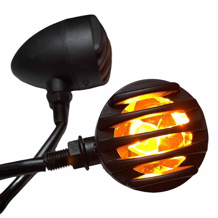 Set 2 lampi semnalizare moto cu LED, SINBINTA, Semnalizatoare retro pentru motociclete din, Imbunatateste vizibilitatea si siguranta, Foarte luminos, Are un consum redus, Impermeabil, Durabile, Pentru scuter off-road, ABS, 70*40mm, Galben